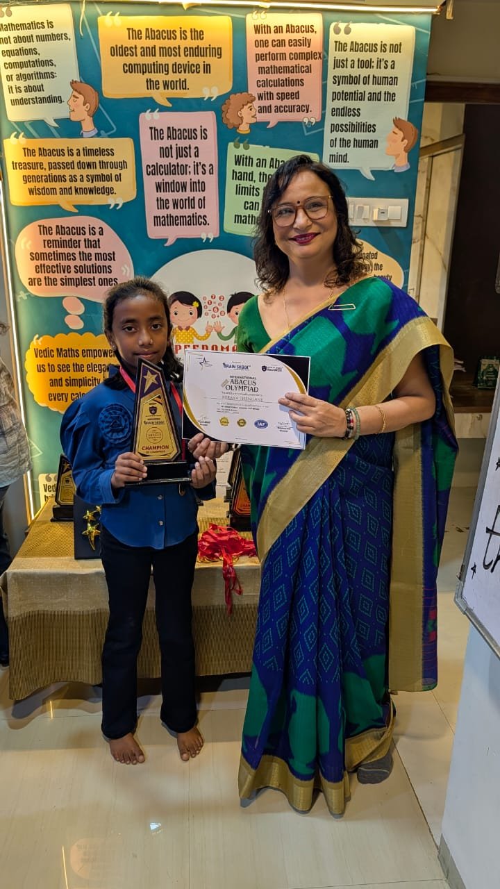 Student winning trophy